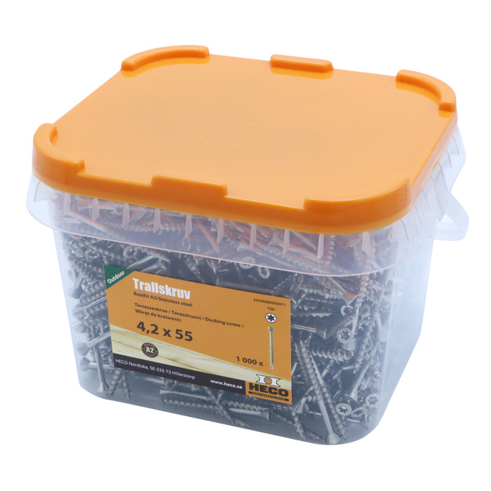 Trallskruv A2 4,2 x 55 mm 1000-pack Heco